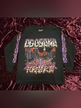 DD Osama Flame Graphic Long Sleeve T-Shirt Black Youth Size Small